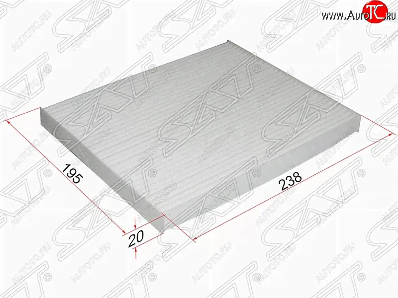 Фильтр салонный SAT (238х195х20 mm) Chevrolet Lanos ( T100, T150, седан) (1997-2017), Daewoo Sense Т100 (1997-2008), ЗАЗ Chance ( седан, хэтчбэк) (2009-2017), ЗАЗ Sens ( седан, хэтчбэк) (2007-2017)
