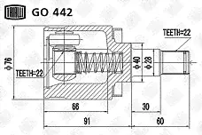 TRIALLI GO 442 GO442 (11022215056 / 9489200 / GO442) шрус внутренний заз sens / chance / заз 1102 таврия 1.3 go442